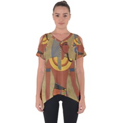 Egyptian Tutunkhamun Pharaoh Design Cut Out Side Drop Tee