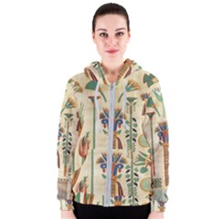 Egyptian Paper Papyrus Hieroglyphs Women s Zipper Hoodie by Celenk