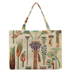 Egyptian Paper Papyrus Hieroglyphs Zipper Medium Tote Bag by Celenk