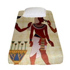 Egyptian Design Man Woman Priest Fitted Sheet (single Size) by Celenk