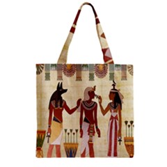 Egyptian Design Man Woman Priest Zipper Grocery Tote Bag by Celenk