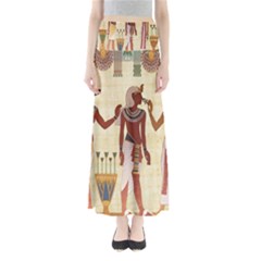 Egyptian Design Man Woman Priest Full Length Maxi Skirt by Celenk