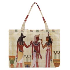 Egyptian Design Man Woman Priest Zipper Medium Tote Bag by Celenk