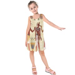 Egyptian Design Man Woman Priest Kids  Sleeveless Dress by Celenk