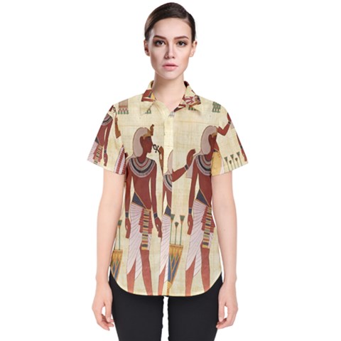 Egyptian Design Man Woman Priest Women s Short Sleeve Shirt by Celenk