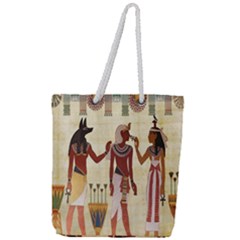 Egyptian Design Man Woman Priest Full Print Rope Handle Tote (large)