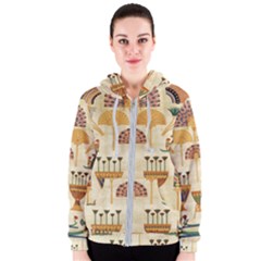 Egyptian Paper Papyrus Hieroglyphs Women s Zipper Hoodie by Celenk