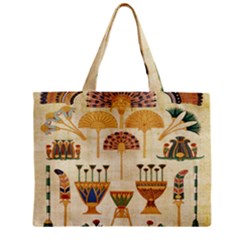 Egyptian Paper Papyrus Hieroglyphs Zipper Mini Tote Bag by Celenk