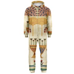 Egyptian Paper Papyrus Hieroglyphs Hooded Jumpsuit (men)  by Celenk