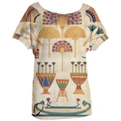 Egyptian Paper Papyrus Hieroglyphs Women s Oversized Tee