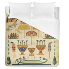 Egyptian Paper Papyrus Hieroglyphs Duvet Cover (queen Size) by Celenk