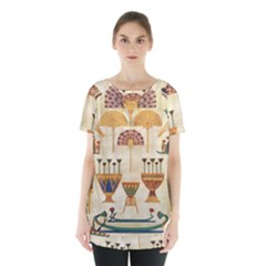 Egyptian Paper Papyrus Hieroglyphs Skirt Hem Sports Top by Celenk