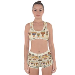 Egyptian Paper Papyrus Hieroglyphs Racerback Boyleg Bikini Set by Celenk