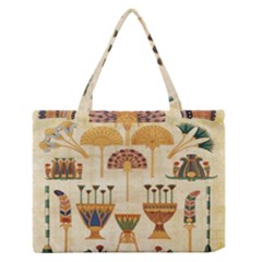 Egyptian Paper Papyrus Hieroglyphs Zipper Medium Tote Bag by Celenk