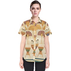 Egyptian Paper Papyrus Hieroglyphs Women s Short Sleeve Shirt