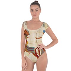 Egyptian Tutunkhamun Pharaoh Design Short Sleeve Leotard  by Celenk