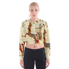 Egyptian Tutunkhamun Pharaoh Design Cropped Sweatshirt by Celenk