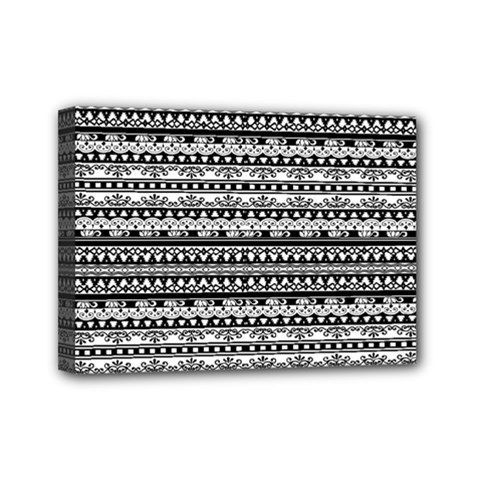 Zentangle Lines Pattern Mini Canvas 7  X 5 