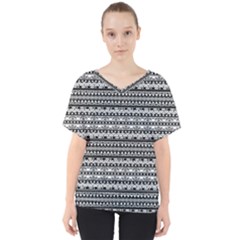 Zentangle Lines Pattern V-neck Dolman Drape Top