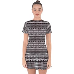 Zentangle Lines Pattern Drop Hem Mini Chiffon Dress by Celenk