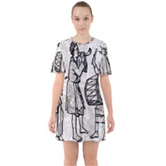 Man Ethic African People Collage Sixties Short Sleeve Mini Dress