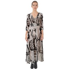 Man Ethic African People Collage Button Up Boho Maxi Dress by Celenk