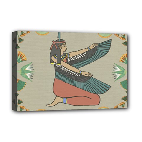 Egyptian Woman Wings Design Deluxe Canvas 18  X 12   by Celenk