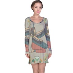 Egyptian Woman Wings Design Long Sleeve Nightdress by Celenk