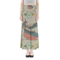 Egyptian Woman Wings Design Full Length Maxi Skirt by Celenk