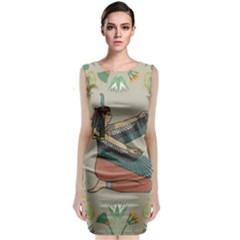 Egyptian Woman Wings Design Sleeveless Velvet Midi Dress by Celenk