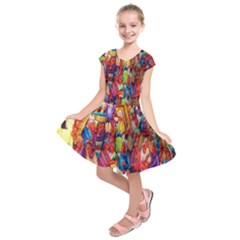 Guatemala Art Painting Naive Kids  Short Sleeve Dress by Celenk