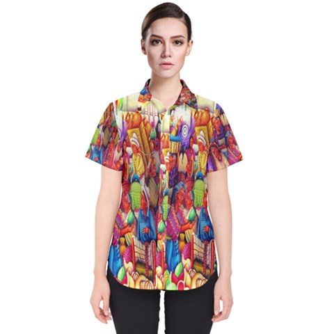 Guatemala Art Painting Naive Women s Short Sleeve Shirt by Celenk