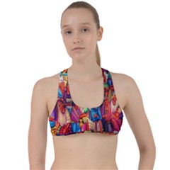 Guatemala Art Painting Naive Criss Cross Racerback Sports Bra