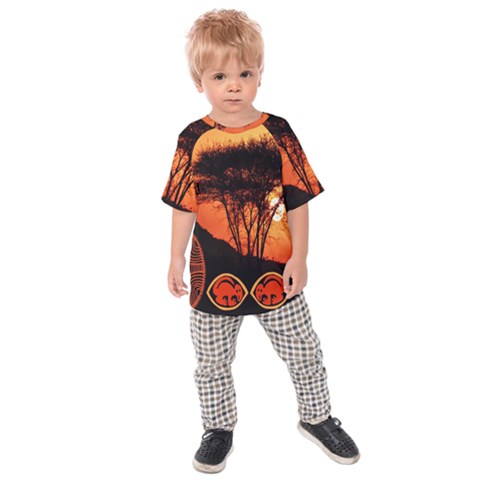 Africa Safari Summer Sun Nature Kids Raglan Tee by Celenk