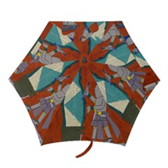 Mexico Puebla Mural Ethnic Aztec Mini Folding Umbrellas by Celenk