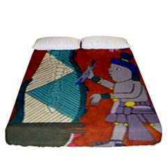 Mexico Puebla Mural Ethnic Aztec Fitted Sheet (king Size) by Celenk