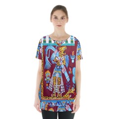 Mexico Puebla Mural Ethnic Aztec Skirt Hem Sports Top