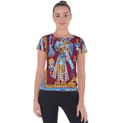 Mexico Puebla Mural Ethnic Aztec Short Sleeve Sports Top 