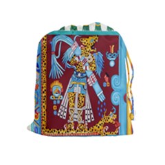 Mexico Puebla Mural Ethnic Aztec Drawstring Pouches (extra Large) by Celenk