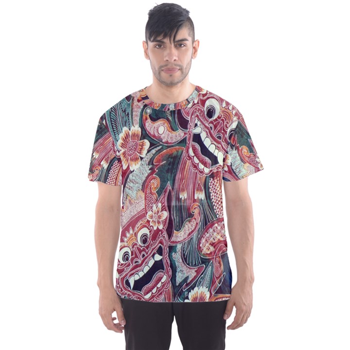 Indonesia Bali Batik Fabric Men s Sports Mesh Tee