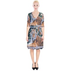 Animal Big Cat Safari Tiger Wrap Up Cocktail Dress by Celenk