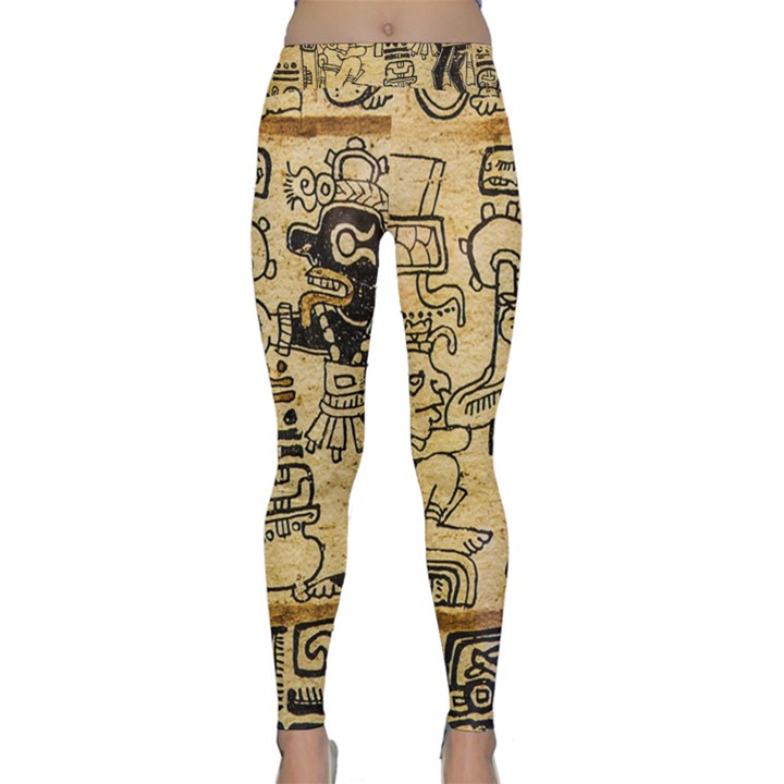 Mystery Pattern Pyramid Peru Aztec Font Art Drawing Illustration Design Text Mexico History Indian Classic Yoga Leggings