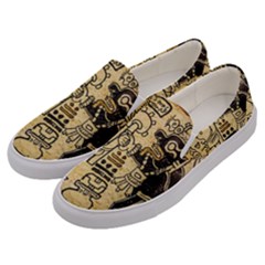 Mystery Pattern Pyramid Peru Aztec Font Art Drawing Illustration Design Text Mexico History Indian Men s Canvas Slip Ons by Celenk