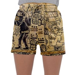 Mystery Pattern Pyramid Peru Aztec Font Art Drawing Illustration Design Text Mexico History Indian Sleepwear Shorts