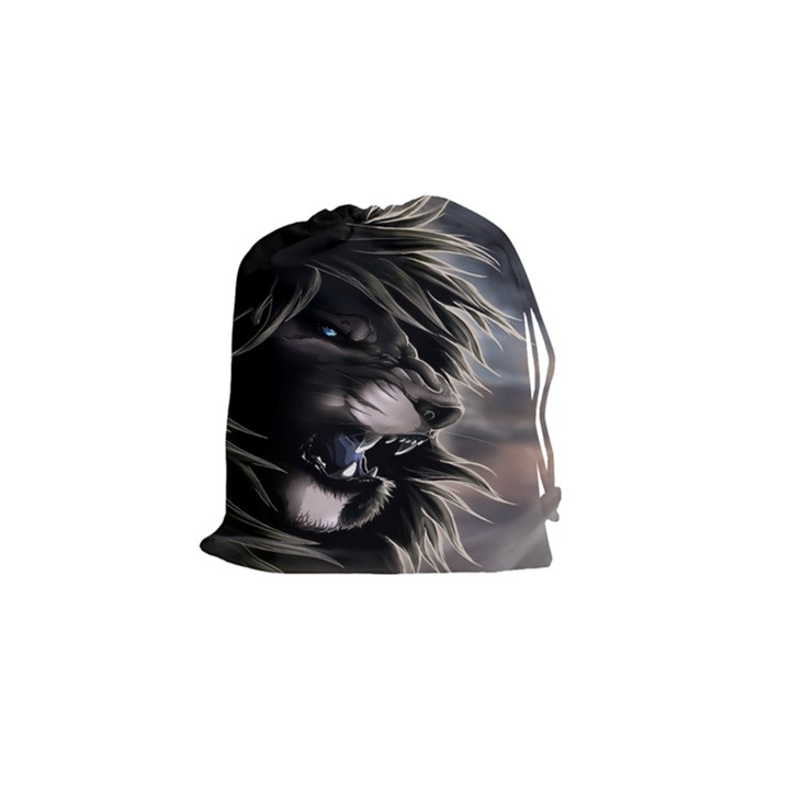 Angry Lion Digital Art Hd Drawstring Pouches (Small) 