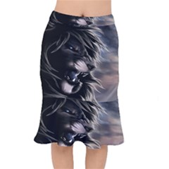 Angry Lion Digital Art Hd Mermaid Skirt