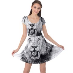 Lion Wildlife Art And Illustration Pencil Cap Sleeve Dress by Celenk