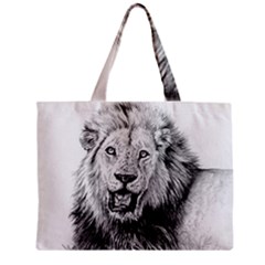 Lion Wildlife Art And Illustration Pencil Zipper Mini Tote Bag by Celenk