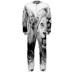 Lion Wildlife Art And Illustration Pencil Onepiece Jumpsuit (men)  by Celenk