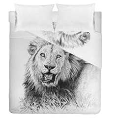 Lion Wildlife Art And Illustration Pencil Duvet Cover Double Side (queen Size) by Celenk